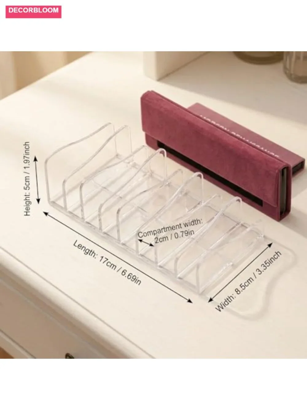 8-Slot Acrylic Eyeshadow Palette Organizer Vanity Makeup Storage